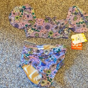 Shade Critters Girls Swimsuit 4T Purple Flowers